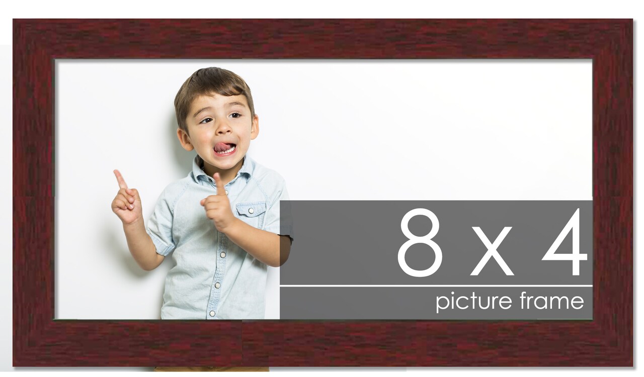 8x4 Solid Wood Picture Frame with UV-Resistant Acrylic & Acid-Free Backing, Available in 6 Finishes: Matte Black, Matte White, Metallic Bronze, Silver, Natural Wood Grain & Mahogany